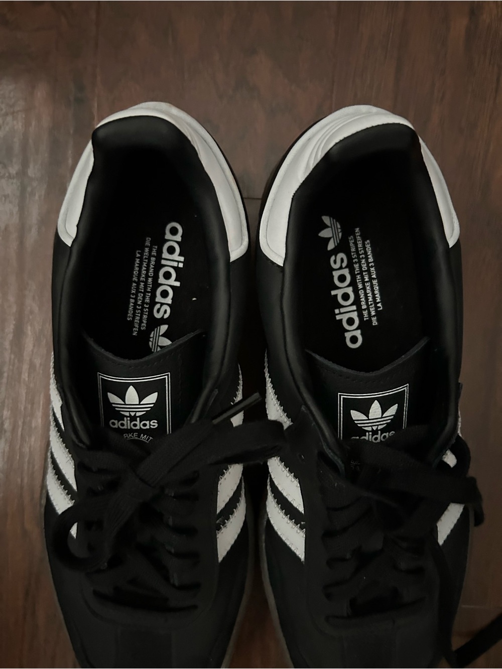 adidas Men’s Black & White Retro Three-Stripe Sneakers - Picture 2 of 6